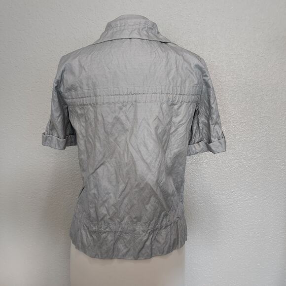 Zenergy by Chico's Silver Short Sleeve Zip Blouse - Picture 8 of 10
